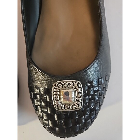 Brighton 'Barb' Black Leather Ballet Flats With Silver Accent Charm Size 7M - Picture 3 of 15